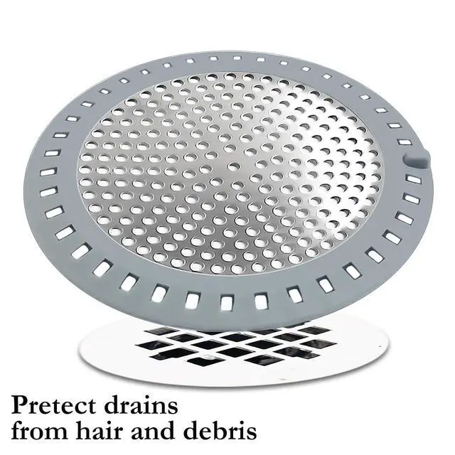 Alt view image 2 of 6 - Drain Hair Catcher, Shower Hair Drain Catcher, Shower Drain Cover, Bathtub Drain Strainer, Tub Hair Catcher, Bathroom Sink Strainer Hair Trap Filter, Bathroom Drain Defender, Flat, Round