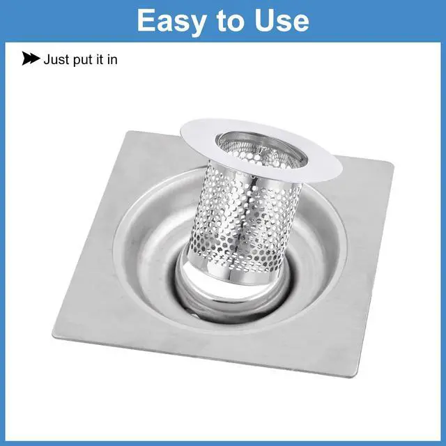 Alt view image 5 of 7 - 2 Pack Shower Drain Strainer, 2" x 2.5" Stainless Steel Floor Drain Strainer Deep Sink Hair Catcher for Kitchen Bathroom Balcony Floor Drain, Fit Hole Size from 1.57" to 2.56"
