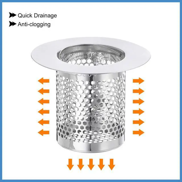 Alt view image 4 of 7 - 2 Pack Shower Drain Strainer, 2" x 2.5" Stainless Steel Floor Drain Strainer Deep Sink Hair Catcher for Kitchen Bathroom Balcony Floor Drain, Fit Hole Size from 1.57" to 2.56"