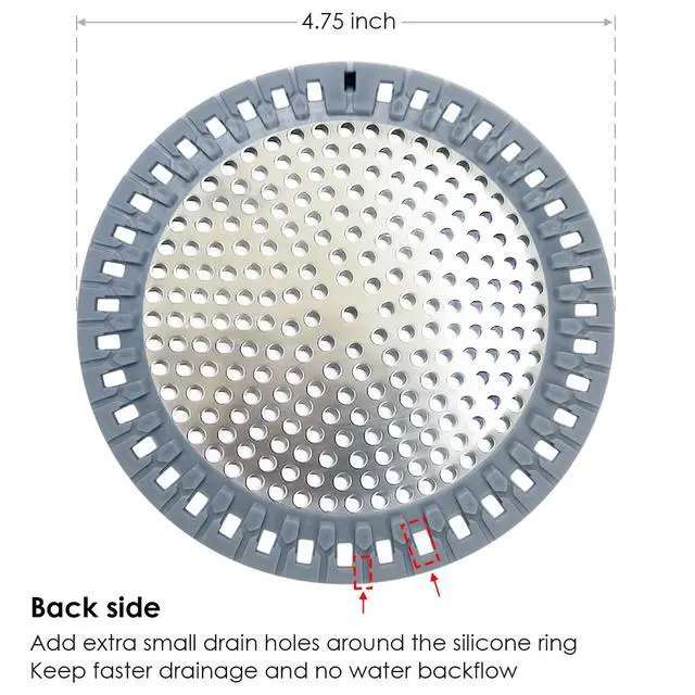 Alt view image 4 of 6 - Drain Hair Catcher, Shower Hair Drain Catcher, Shower Drain Cover, Bathtub Drain Strainer, Tub Hair Catcher, Bathroom Sink Strainer Hair Trap Filter, Bathroom Drain Defender, Flat, Round