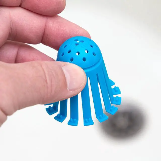 Alt view image 6 of 7 - Toss 21pk Disposable Bath Tub Drain Strainers - Hair Catcher Snare for Shower Bathtub to Prevent Clogged Drains, Traps Human and Pet Hair, One Year Supply (Blue)