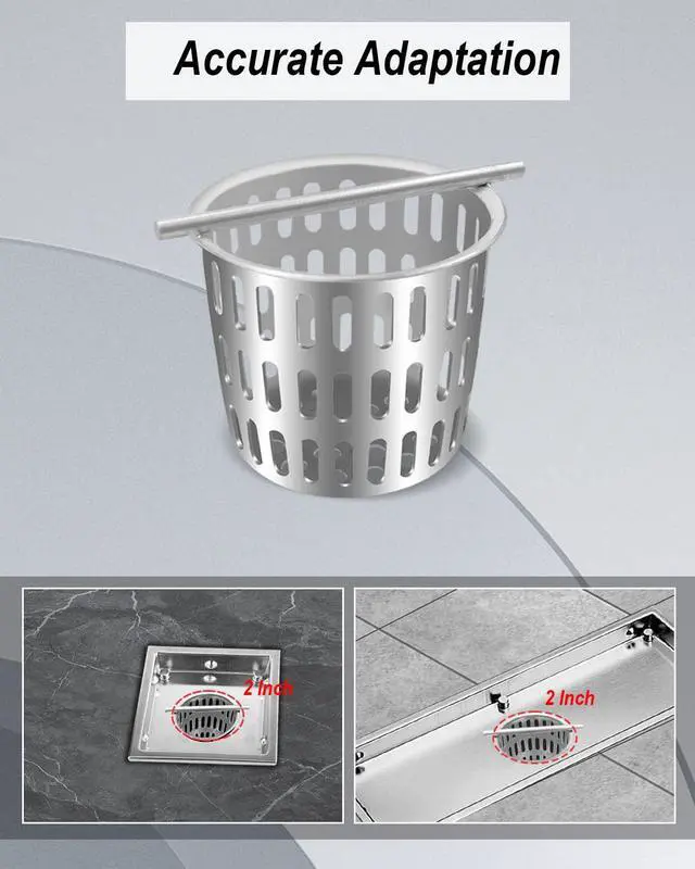 Alt view image 2 of 6 - 2Pcs 2 Inch Hair and Debris Strainer, Shower Drain Strainer with 2Pcs Lifting Hook, Stainless Steel Debris Basket Shower Drain Catcher, Hair Catcher for Floor Drain