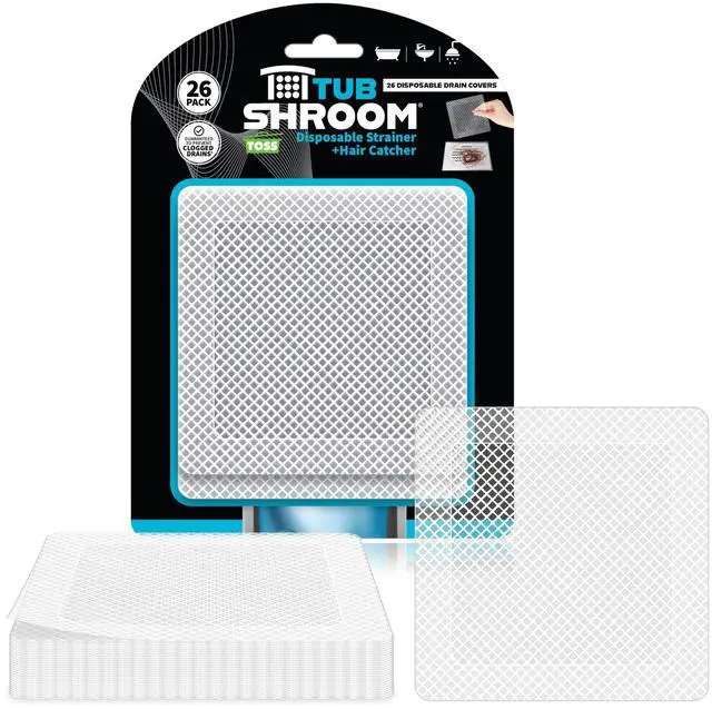 Alt view image 2 of 7 - 26 Pack Square Disposable Drain Cover - Hair Catcher Mesh Sticker Strainers for Shower Bathtub and Bathroom - Hair Catcher Sticker Drain Protector - Half Year Supply