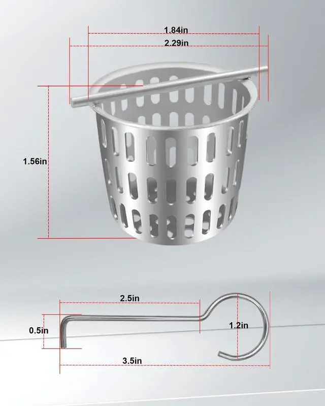 Alt view image 4 of 6 - 2Pcs 2 Inch Hair and Debris Strainer, Shower Drain Strainer with 2Pcs Lifting Hook, Stainless Steel Debris Basket Shower Drain Catcher, Hair Catcher for Floor Drain