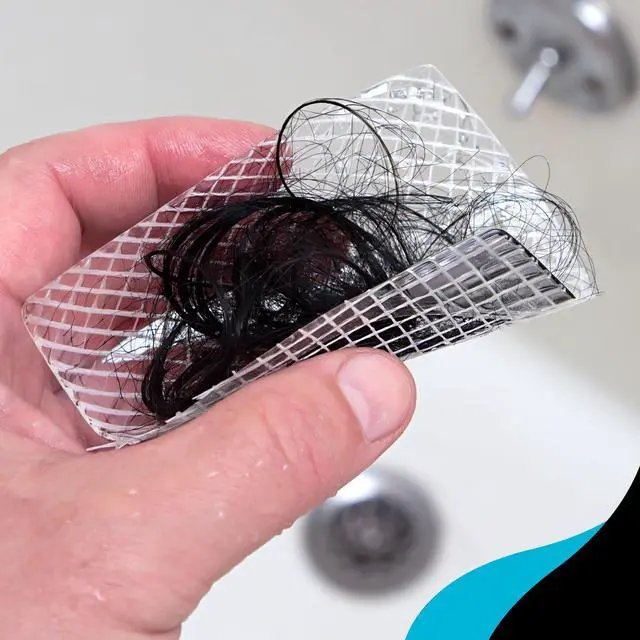 Alt view image 6 of 7 - 26 Pack Square Disposable Drain Cover - Hair Catcher Mesh Sticker Strainers for Shower Bathtub and Bathroom - Hair Catcher Sticker Drain Protector - Half Year Supply