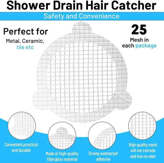 Alt view image 4 of 7 - Disposable Shower Drain Hair Catcher, 3.54 Inches Round, 25 PCS