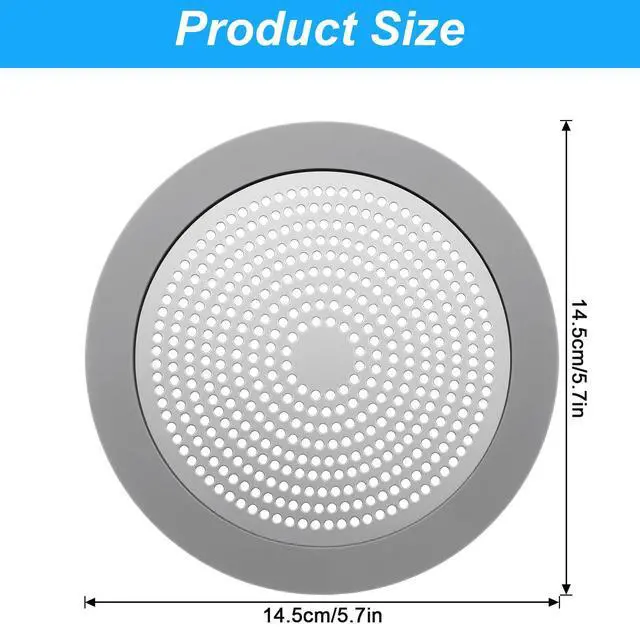 Alt view image 2 of 7 - Flat Shower Drain Hair Catcher 5.7in Steel Shower Drain Cover Hair Catcher