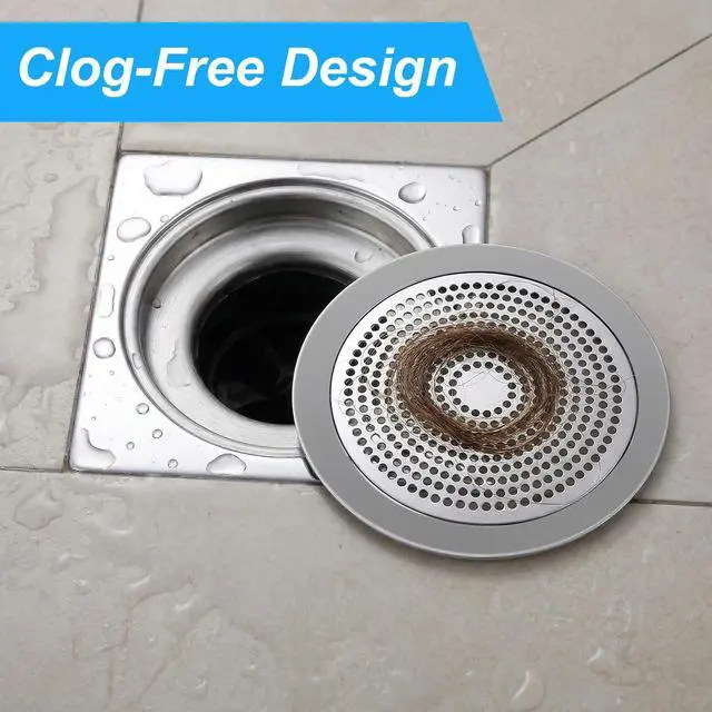 Alt view image 5 of 7 - Flat Shower Drain Hair Catcher 5.7in Steel Shower Drain Cover Hair Catcher