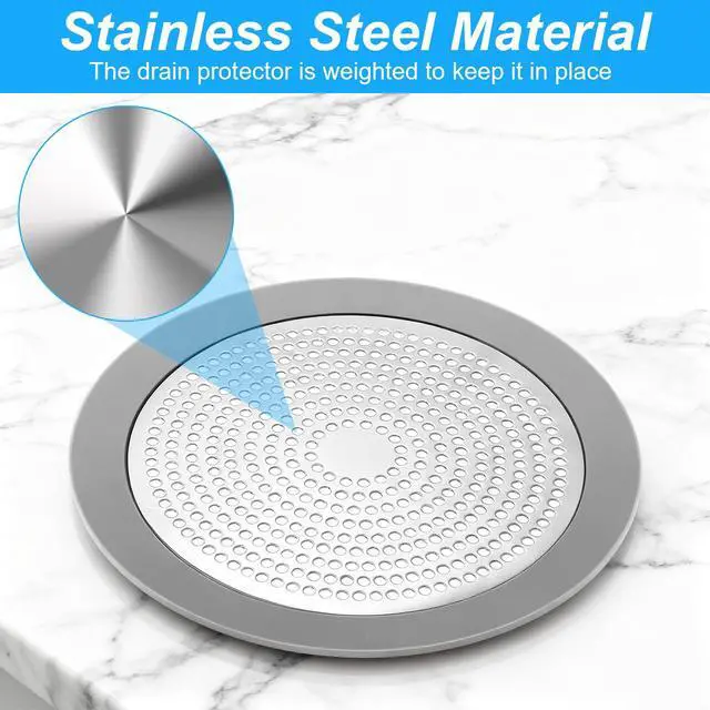 Alt view image 3 of 7 - Flat Shower Drain Hair Catcher 5.7in Steel Shower Drain Cover Hair Catcher