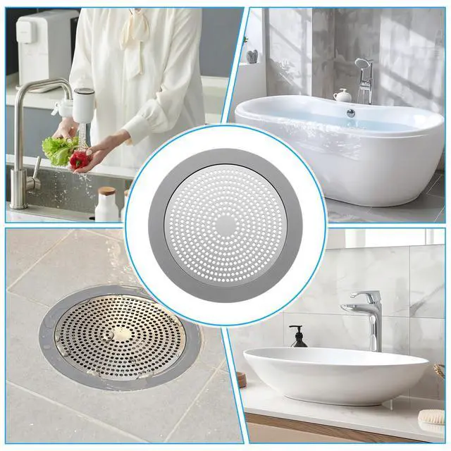 Alt view image 6 of 7 - Flat Shower Drain Hair Catcher 5.7in Steel Shower Drain Cover Hair Catcher