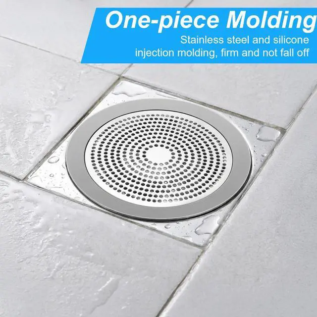 Alt view image 4 of 7 - Flat Shower Drain Hair Catcher 5.7in Steel Shower Drain Cover Hair Catcher