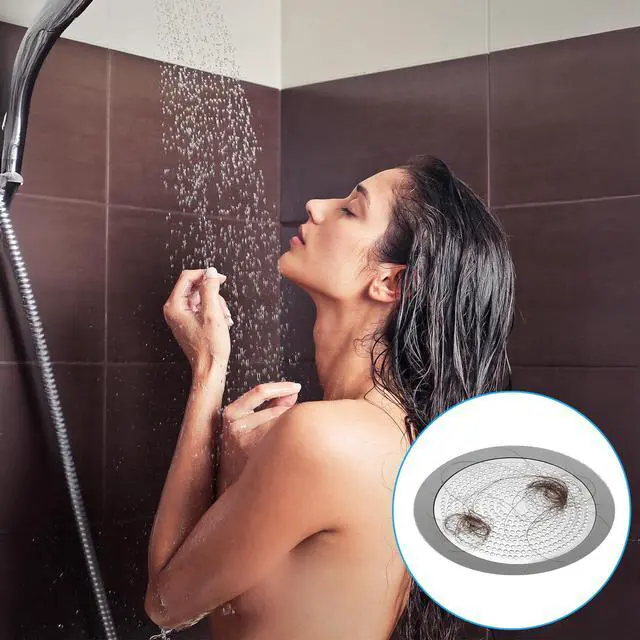 Alt view image 7 of 7 - Flat Shower Drain Hair Catcher 5.7in Steel Shower Drain Cover Hair Catcher