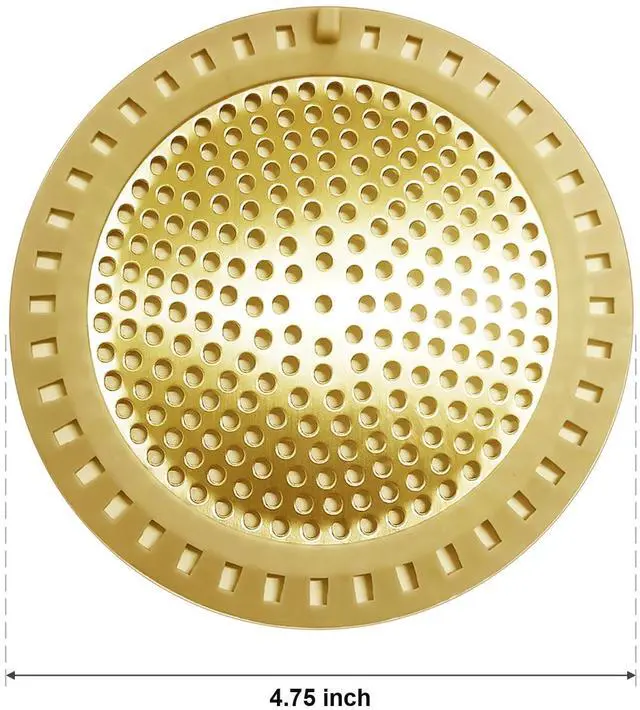 Alt view image 2 of 7 - 2PCS Hair Catcher Shower Drain/Strainer/Cover/Filter/Trap, Bathtub Drain Cover Hair Catcher, Hair Stopper for Bathroom Sink/Floor Drain, Stainless Steel and Silicone Drain Strainer, Gold