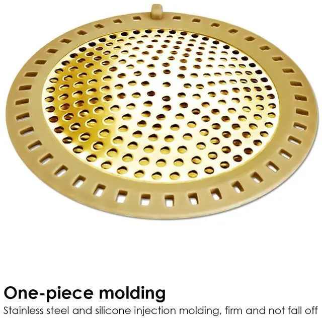 Alt view image 4 of 7 - 2PCS Hair Catcher Shower Drain/Strainer/Cover/Filter/Trap, Bathtub Drain Cover Hair Catcher, Hair Stopper for Bathroom Sink/Floor Drain, Stainless Steel and Silicone Drain Strainer, Gold