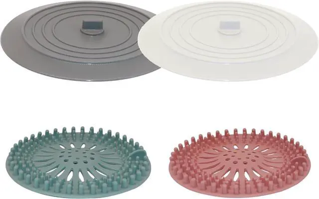 Main image of Athenica Silicone Shower Drain Hair Catcher and Tub Stopper, for Bathroom, Kitchen, and Laundry, 4 Pack