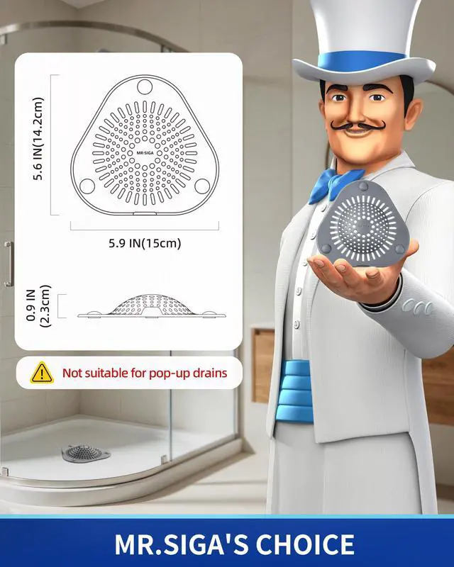 Alt view image 2 of 7 - Shower Drain Hair Catcher, Bathroom Sink Drain Strainer, Hair Stopper with Pull-tab, 3 Pack, Gray