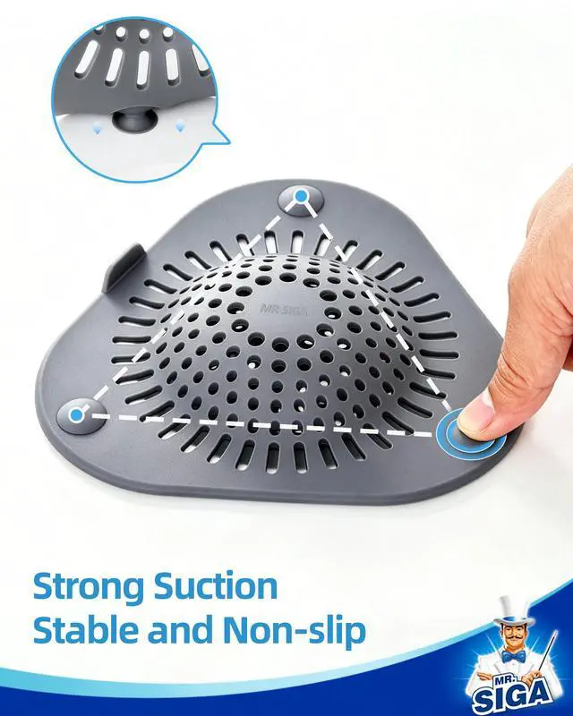 Alt view image 4 of 7 - Shower Drain Hair Catcher, Bathroom Sink Drain Strainer, Hair Stopper with Pull-tab, 3 Pack, Gray