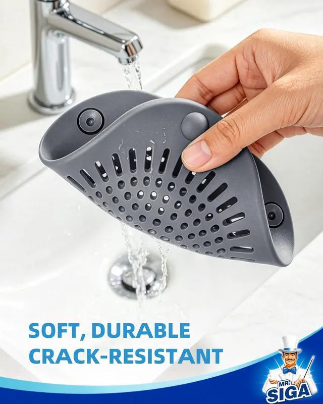 Alt view image 7 of 7 - Shower Drain Hair Catcher, Bathroom Sink Drain Strainer, Hair Stopper with Pull-tab, 3 Pack, Gray