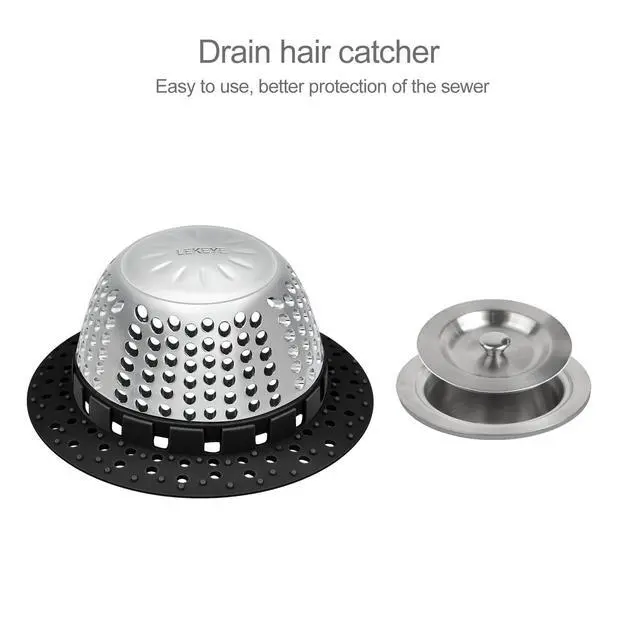 Alt view image 2 of 7 - Shower Drain Hair Catcher/Bathtub Drain Cover/Drain Protector for Pop-Up & Regular Drains(Black)