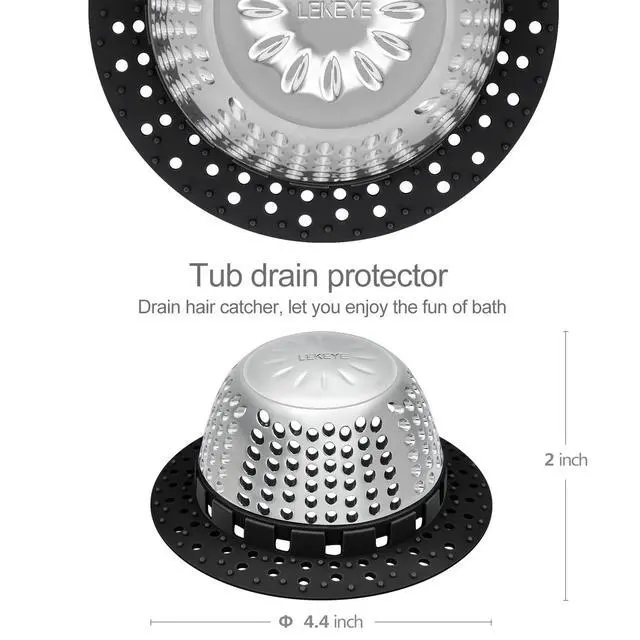 Alt view image 3 of 7 - Shower Drain Hair Catcher/Bathtub Drain Cover/Drain Protector for Pop-Up & Regular Drains(Black)