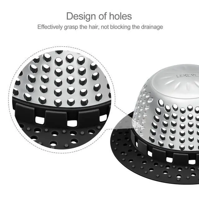 Alt view image 4 of 7 - Shower Drain Hair Catcher/Bathtub Drain Cover/Drain Protector for Pop-Up & Regular Drains(Black)