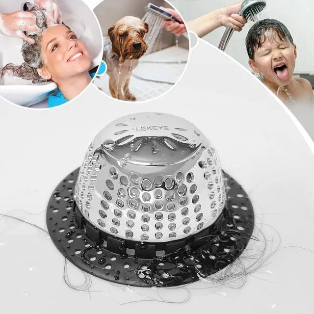 Alt view image 7 of 7 - Shower Drain Hair Catcher/Bathtub Drain Cover/Drain Protector for Pop-Up & Regular Drains(Black)