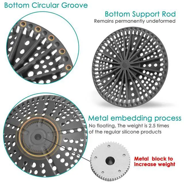 Alt view image 2 of 6 - Shower Drain Hair Catcher, 2 Pack 5.5in Shower Hair Catcher Large Premium Silicone Drain Protector Strainer, Shower Drain Cover for Shower Room, Floor Drain, Bathroom Sink, Dark Grey