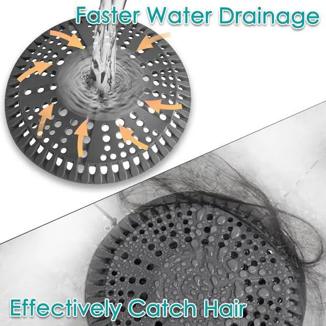 Alt view image 6 of 6 - Shower Drain Hair Catcher, 2 Pack 5.5in Shower Hair Catcher Large Premium Silicone Drain Protector Strainer, Shower Drain Cover for Shower Room, Floor Drain, Bathroom Sink, Dark Grey