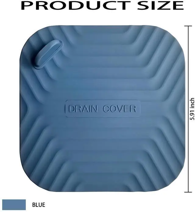 Alt view image 2 of 7 - Shower Drain Cover Tub Stopper,2 Pieces Sewer Anti-Odor Mat Deodorizing Drain Plugs for Kitchen,Bathroom and Laundry(5.9x5.9 inch) Blue