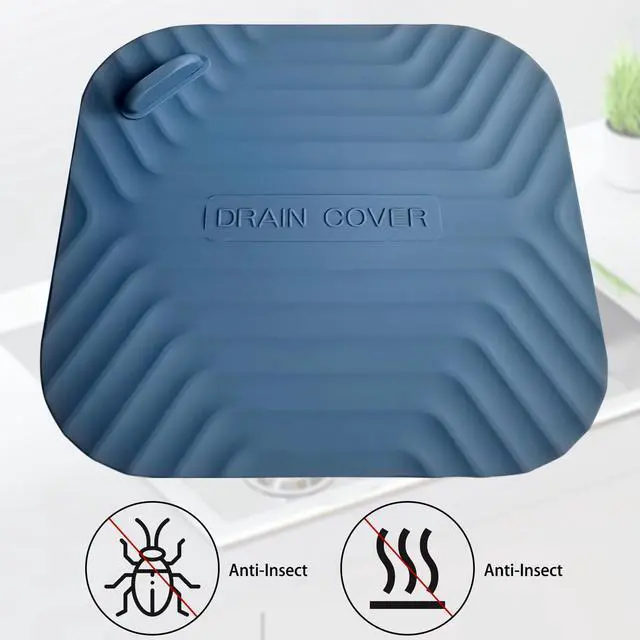 Alt view image 4 of 7 - Shower Drain Cover Tub Stopper,2 Pieces Sewer Anti-Odor Mat Deodorizing Drain Plugs for Kitchen,Bathroom and Laundry(5.9x5.9 inch) Blue