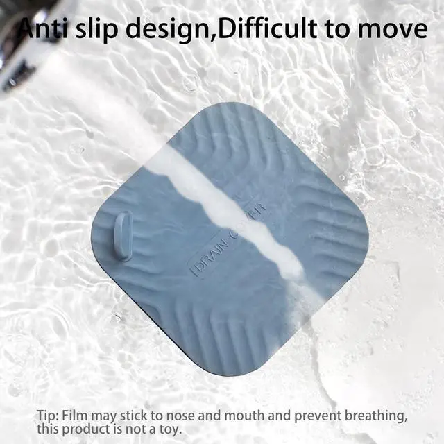 Alt view image 6 of 7 - Shower Drain Cover Tub Stopper,2 Pieces Sewer Anti-Odor Mat Deodorizing Drain Plugs for Kitchen,Bathroom and Laundry(5.9x5.9 inch) Blue