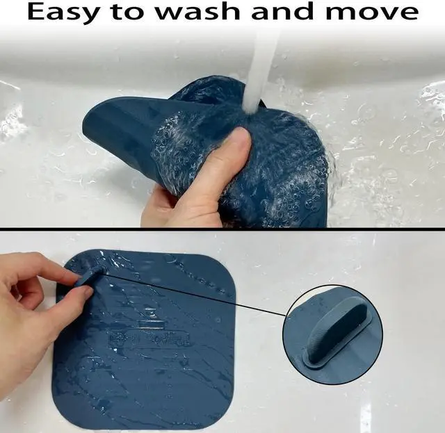 Alt view image 3 of 7 - Shower Drain Cover Tub Stopper,2 Pieces Sewer Anti-Odor Mat Deodorizing Drain Plugs for Kitchen,Bathroom and Laundry(5.9x5.9 inch) Blue