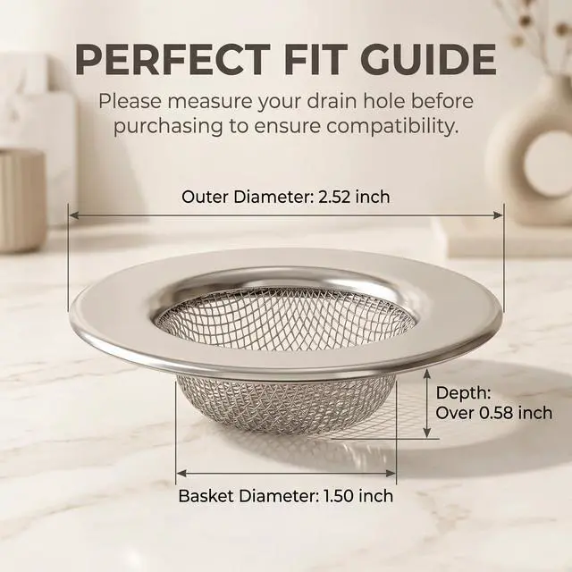 Alt view image 2 of 6 - 2PCS 1.50" Bathtub Hair Catcher, Bathroom Sink Strainers, Tub Drain Hair Catcher, Drain Strainer for Shower, Laundry, Mop Pool, Utility, Slop, RV Sink, Stainless Steel