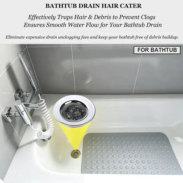 Alt view image 4 of 6 - 2PCS 1.50" Bathtub Hair Catcher, Bathroom Sink Strainers, Tub Drain Hair Catcher, Drain Strainer for Shower, Laundry, Mop Pool, Utility, Slop, RV Sink, Stainless Steel