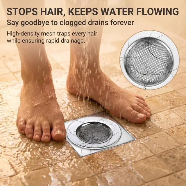 Alt view image 6 of 6 - 2PCS 1.50" Bathtub Hair Catcher, Bathroom Sink Strainers, Tub Drain Hair Catcher, Drain Strainer for Shower, Laundry, Mop Pool, Utility, Slop, RV Sink, Stainless Steel
