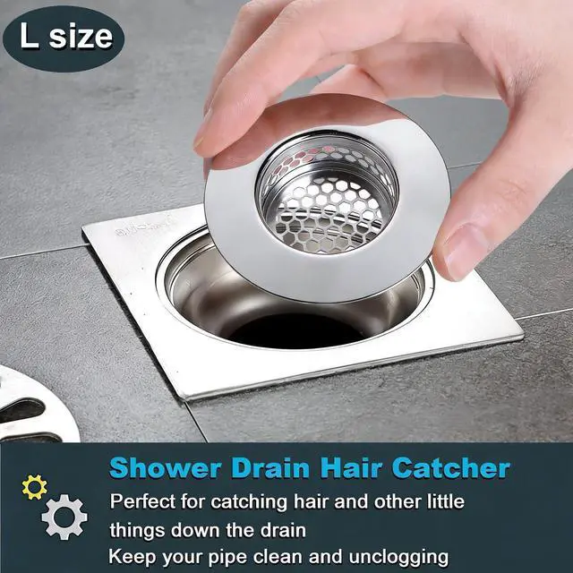 Alt view image 4 of 6 - Bathroom Drain Strainers (Set of 3 Sizes), Hair Catcher for Bathroom Sink Bathtub Shower Floor Drain, Stainless Steel Filter Trap Fit Drain Hole from 1.2 to 2.17