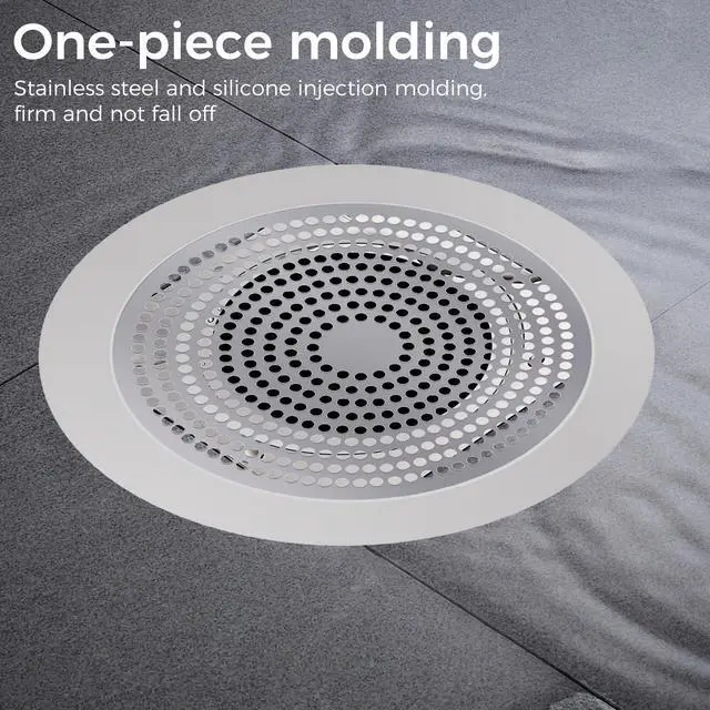 Alt view image 3 of 7 - Shower Hair Drain Catcher - Stainless Steel, 5.7in Wide Rim for Robust Bathtub Adhesion, Easy Maintenance, Prevents Clogs, Perfect for Homeowners, Renters, Parents, Pet Owners