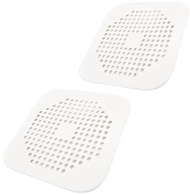 Main image of 5.7 Inch Large Shower Drain Hair Catcher (2-Pack) - Silicone Square Flat Drain Cover, Fits 5" and 6" Standard Shower Drains, Extra Large Hair Catcher for Bathroom Bathtub & Kitchen Sink - White