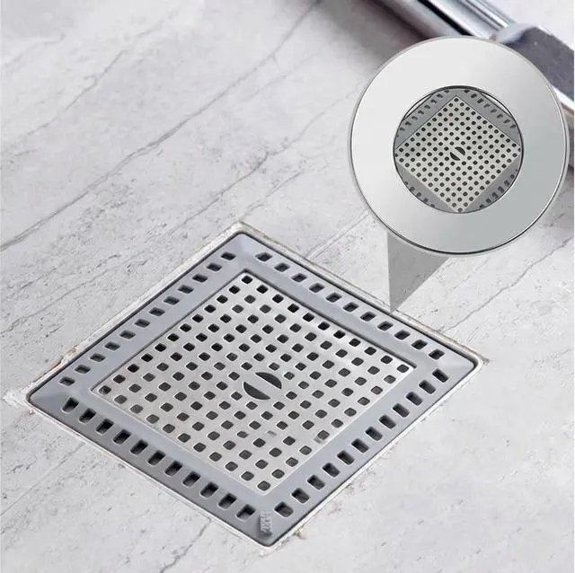 Alt view image 4 of 5 - 2 Pack Square Shower Drain Hair Catcher Stainless Steel | Anti-Clog Hair Stopper for Bathroom, Bathtub & Kitchen | Non-Slip, Easy Clean, Universal Fit