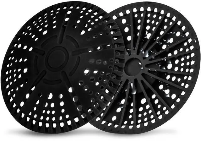 Main image of Shower Drain Hair Catcher, 2 Pack 5.5 Inch Silicone Large Drain Cover, Bathroom Hair Drain Catcher, Flat Anti-Clog Hair Trap for Shower, Bathtub, Tub & Sink Hair Strainer(Black)