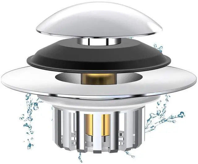 Main image of 3 in 1 Bathtub Drain Stopper Bathtub Drain Hair Catcher, Pop-up Tub Stopper with Effective Filter Basket, Anti-Clogging Bathtub Drain Plug Bath Tub Stoppers for 1.45-1.8" Drain Shoe