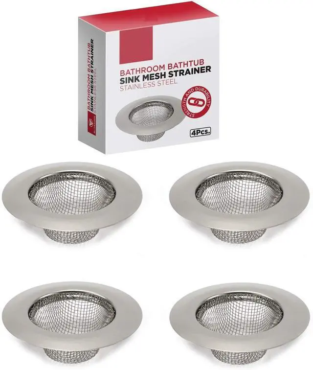 Main image of 4pcs Bathroom Bathtub Sink Mesh Strainer Stainless Steel (Pack of 4)