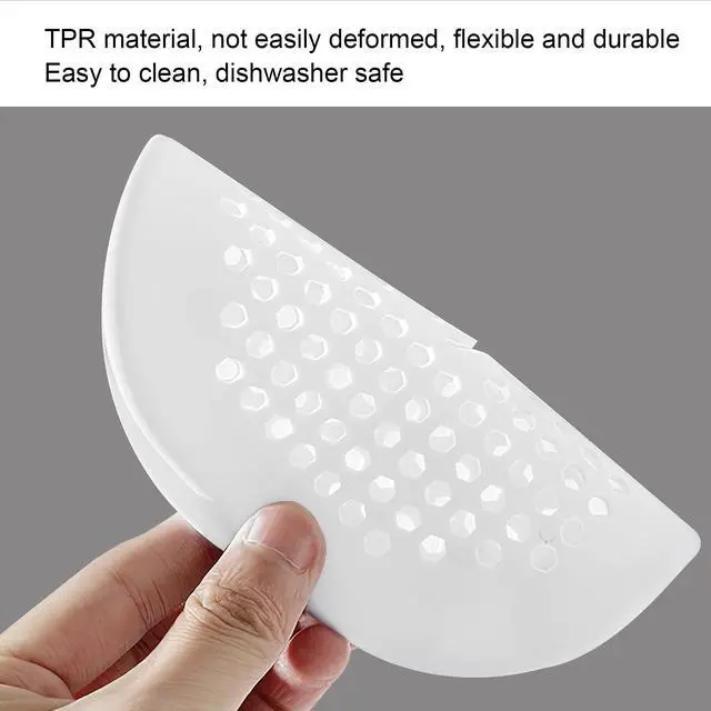 Alt view image 3 of 7 - 2 Pieces Shower Drain Hair Catcher Bathtub Stopper Home Drain Protectors Drain Cover with Sucker Water Trap Sink Cover for Bathroom Bathtub and Kitchen (White,White)