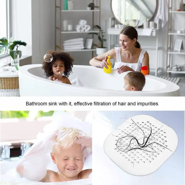 Alt view image 7 of 7 - 2 Pieces Shower Drain Hair Catcher Bathtub Stopper Home Drain Protectors Drain Cover with Sucker Water Trap Sink Cover for Bathroom Bathtub and Kitchen (White,White)