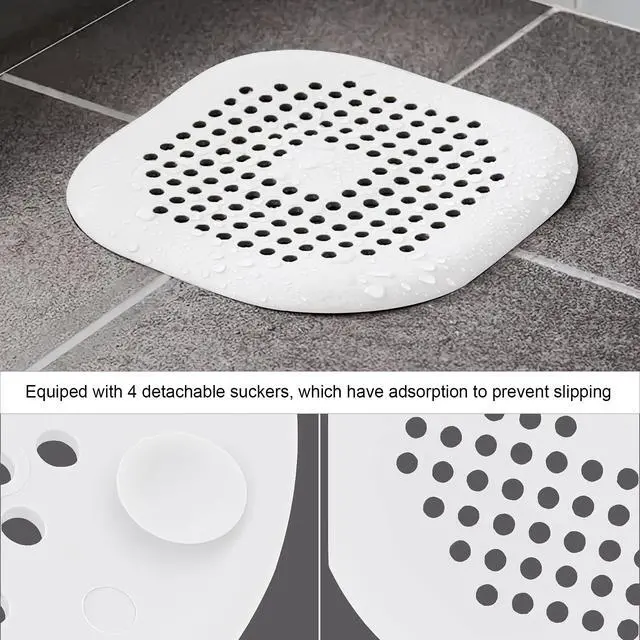 Alt view image 5 of 7 - 2 Pieces Shower Drain Hair Catcher Bathtub Stopper Home Drain Protectors Drain Cover with Sucker Water Trap Sink Cover for Bathroom Bathtub and Kitchen (White,White)