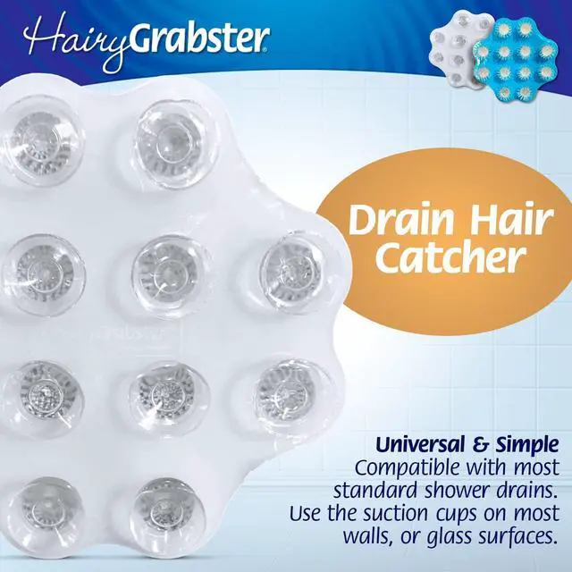 Alt view image 3 of 7 - As Seen on Shark Tank Hair Shower Drain Hair Catcher, Hair Stopper Bathtub Drain Protector, & Catcher Drain Cover Alternative, Must-Haves HairyGrabster, 1 Pack, White