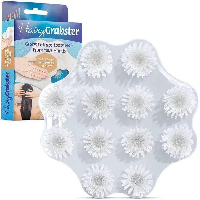 Main image of As Seen on Shark Tank Hair Shower Drain Hair Catcher, Hair Stopper Bathtub Drain Protector, & Catcher Drain Cover Alternative, Must-Haves HairyGrabster, 1 Pack, White