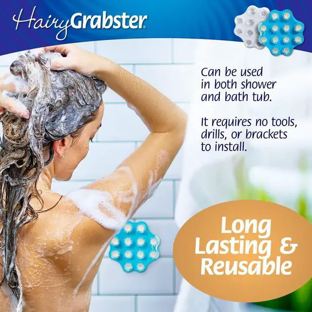 Alt view image 5 of 7 - As Seen on Shark Tank Hair Shower Drain Hair Catcher, Hair Stopper Bathtub Drain Protector, & Catcher Drain Cover Alternative, Must-Haves HairyGrabster, 1 Pack, White