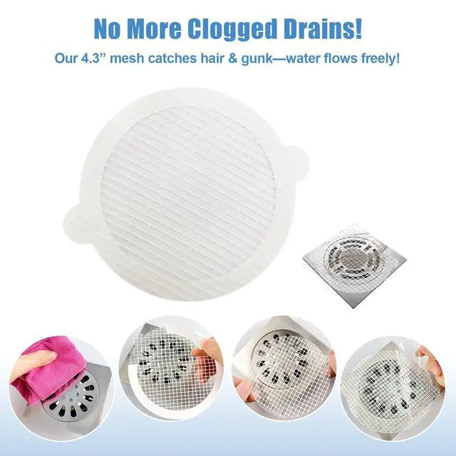 Alt view image 3 of 6 - 30 Pack Disposable Shower Drain Hair Catcher Hair Trap Drain Covers 4.3 Extra-Wide Mesh Hair Catcher for Shower, Sink, Laundry & Bathtub