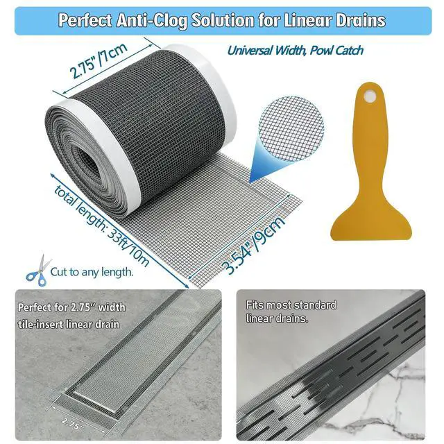 Alt view image 4 of 7 - 2 PCS Linear Shower Drain Hair Catcher,3.5" X33FT